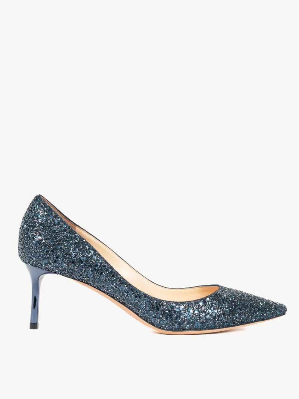 Jimmy Choo Romy 60 Navy Coarse Glitter Pointed-Toe Pumps